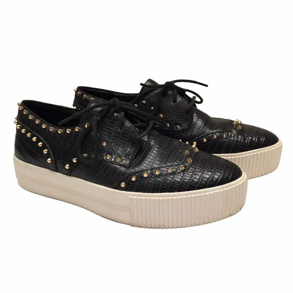 Ash Women's Black Leather Krush Platform Spike Oxford Shoe Sneaker Women Size 38 - Picture 8 of 8